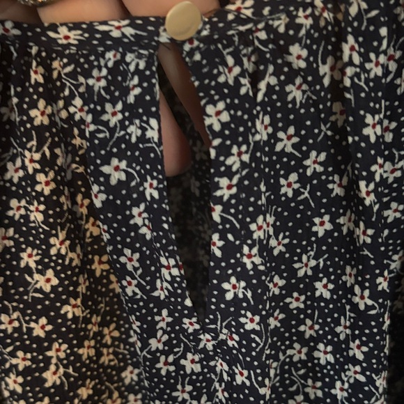 Chaps Navy Blue Floral Peasant Blouse - Picture 7 of 7